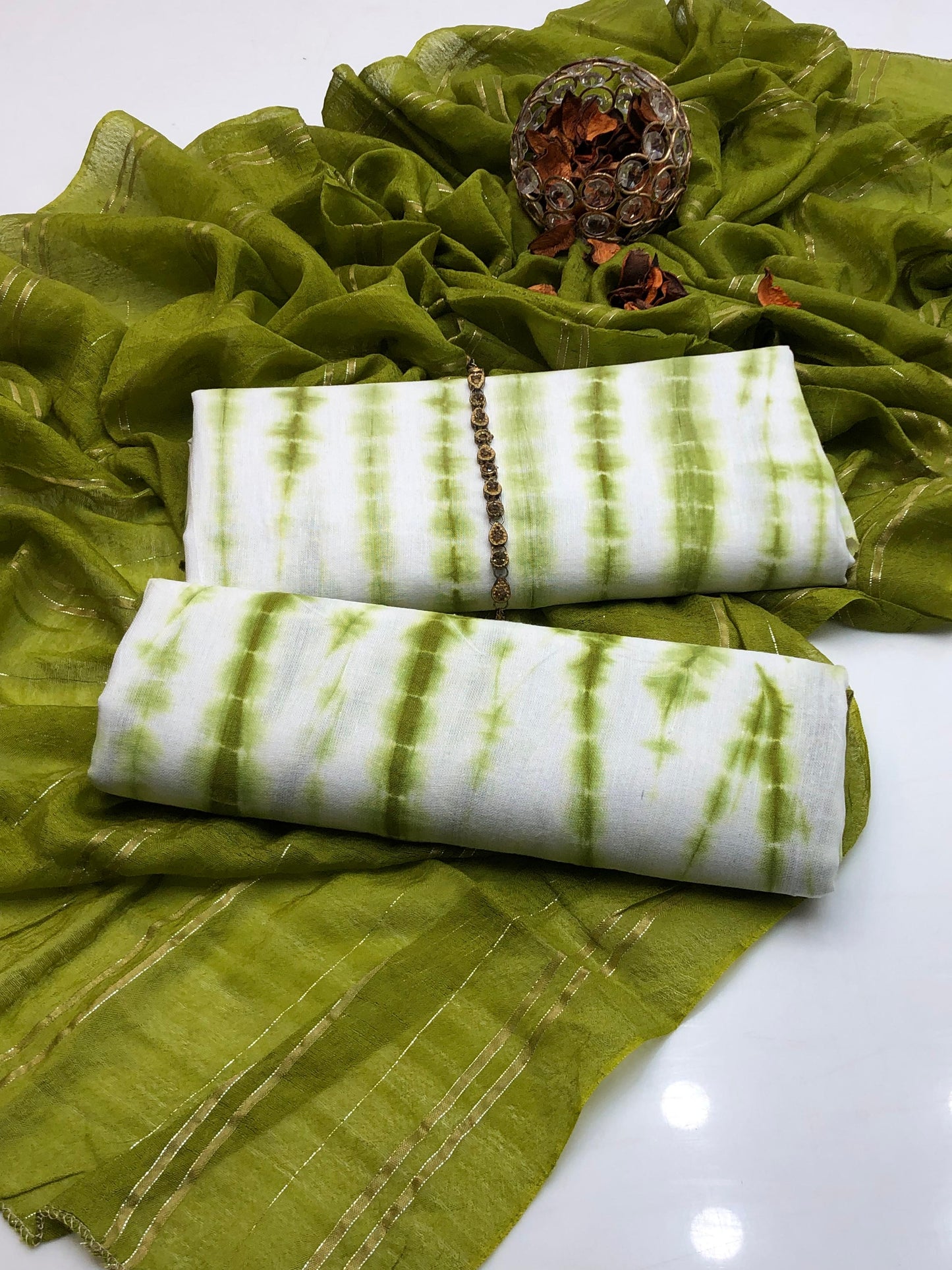 Eminent Pure Cotton Tie N Dye with Zari Dupatta 3Pcs Dress