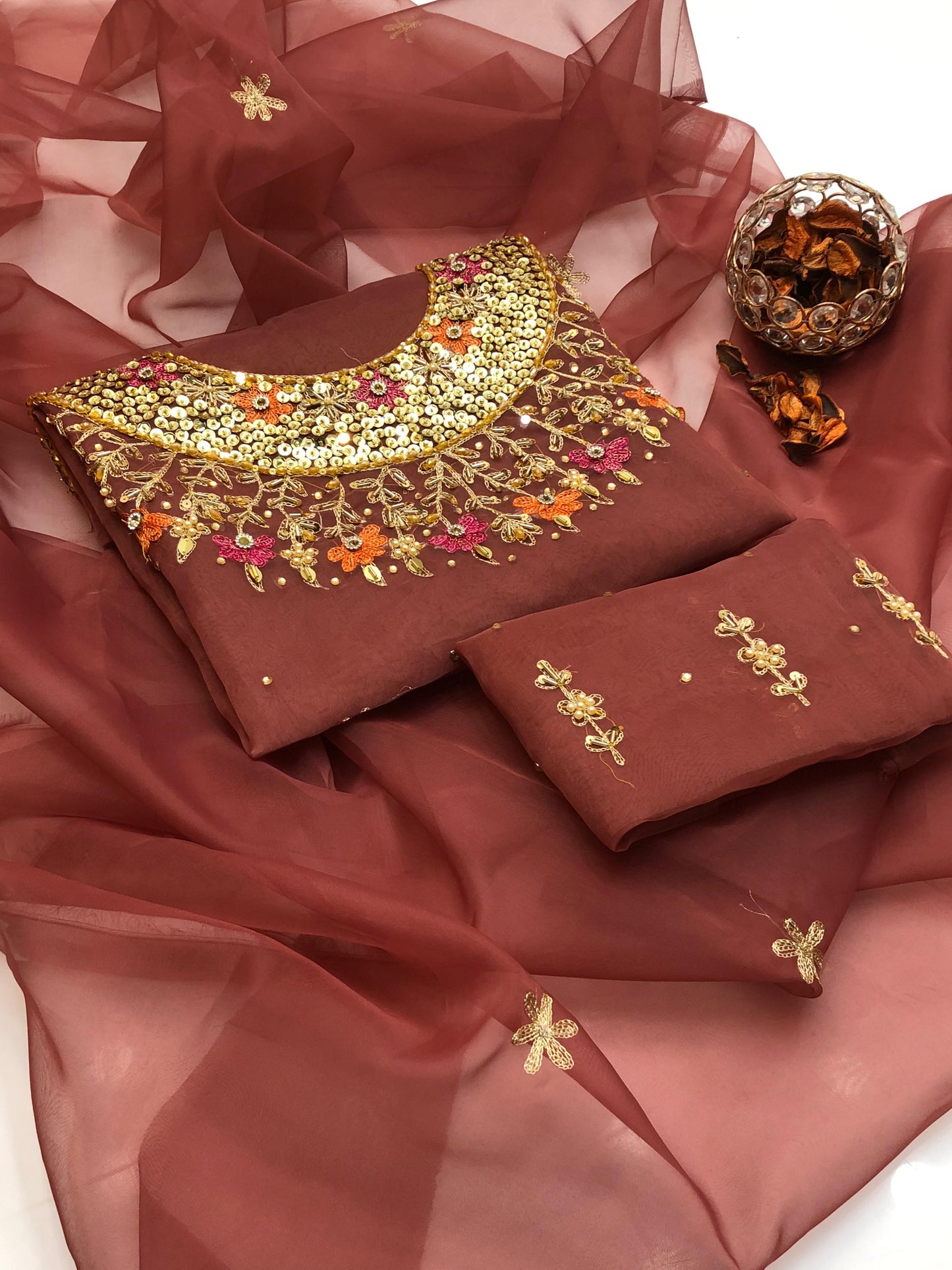Novyra Organza Shirt with Embroidered Dupatta 2Pcs Dress
