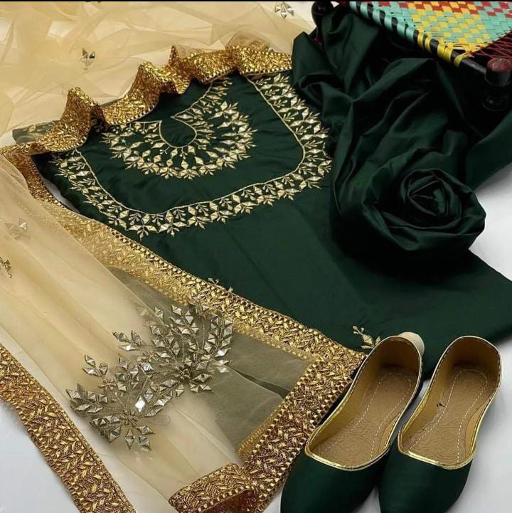 Royale Stuff Kataan Mirror Work 4Pcs Dress