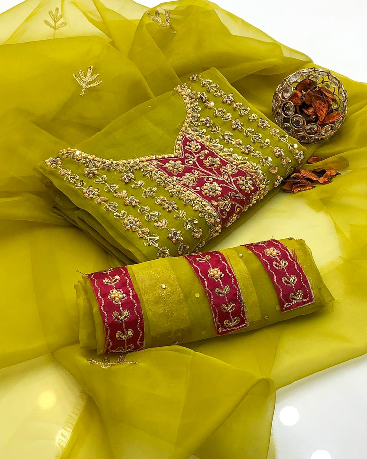 Virello Organza Shirt with Embroidered Dupatta 2Pcs Dress