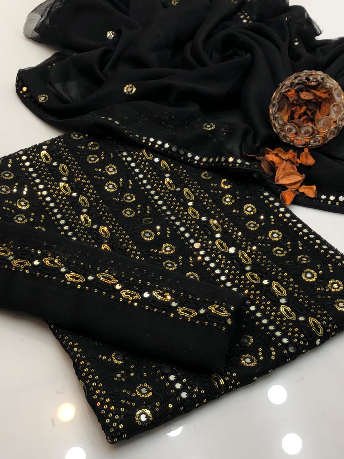 Elegant Bamber 9MM & Chicken Kari Embroidered 2Pcs Dress
