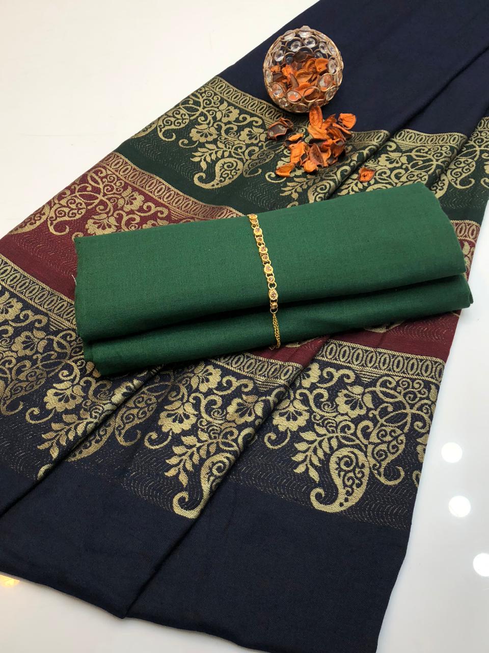 Acrylic Wool Suit With 3D Pashmina Shawl 3Pcs Dress