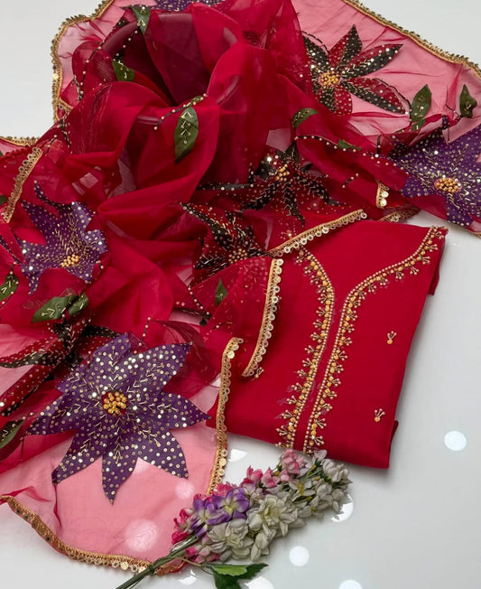 Orivelle Organza Shirt with Oil Paint Dupatta 2Pcs Dress