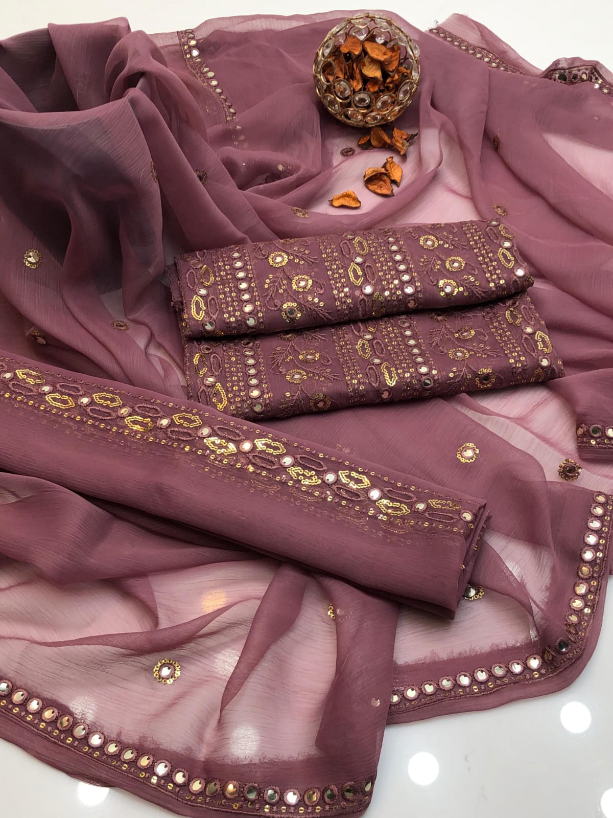 Elegant Bamber 9MM & Chicken Kari Embroidered 2Pcs Dress
