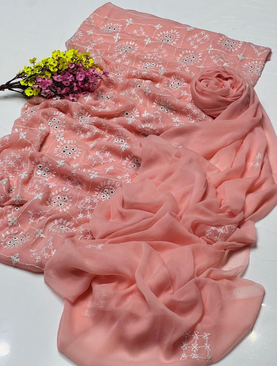 Handmade Bamber Crinkle Sindhi Jaal with Mirror Work 2Pcs Dress
