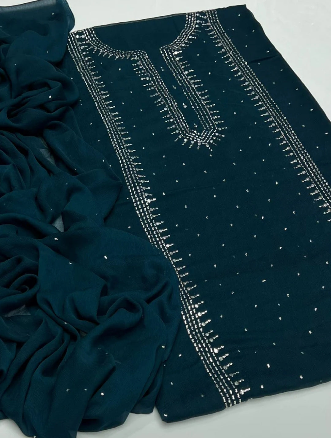 Chiffon Mukesh Work Shirt & Dupatta 2Pc Dress