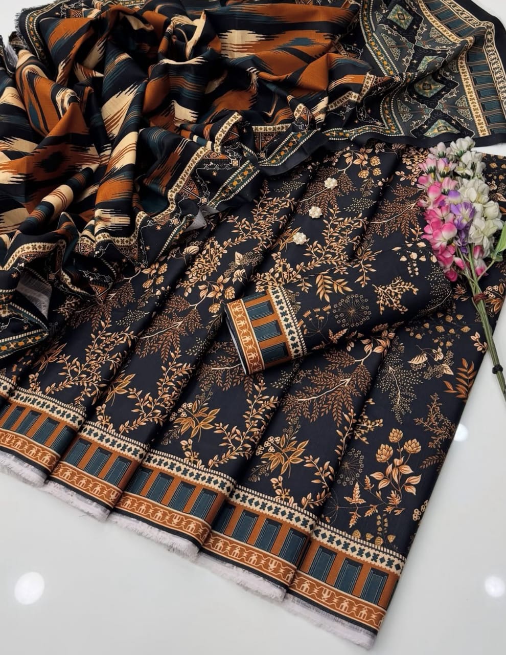 Digital Printed Khaddar With Beautiful Khaddar Shawl 3Pcs Dress