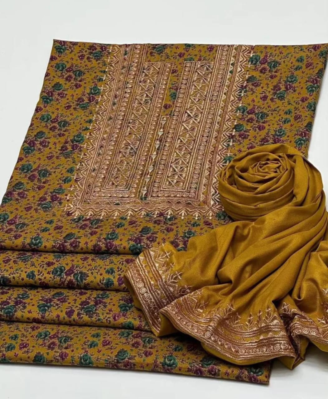 Dhanak Embroidered & Printed 2Pcs  Dress