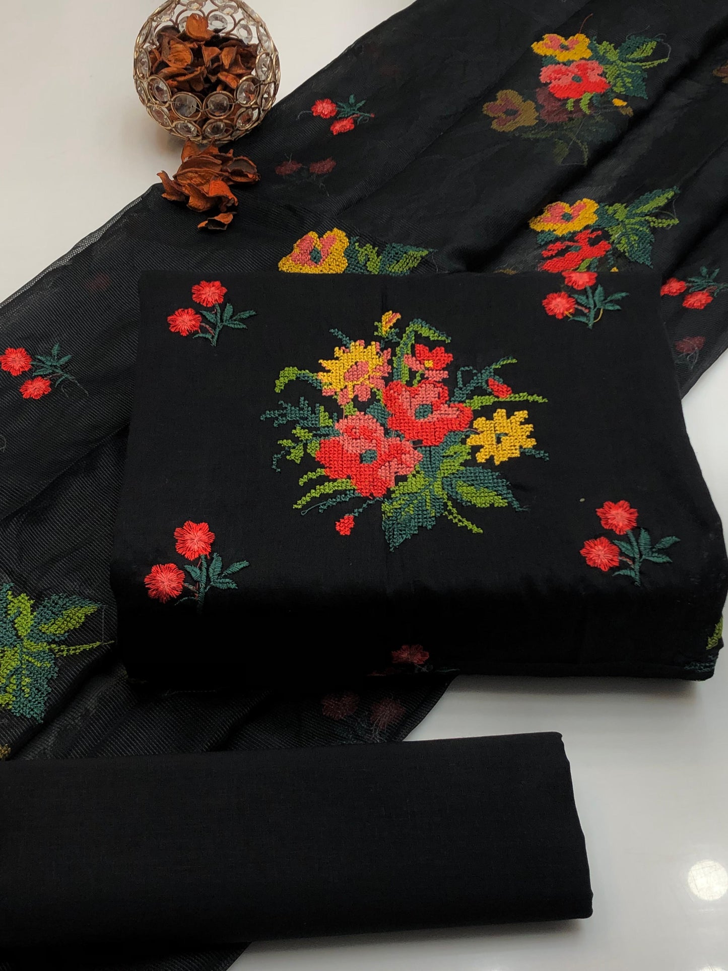 Bold Lawn Cotton Cross Stitch Shirt and Dupatta 3Pcs Dress