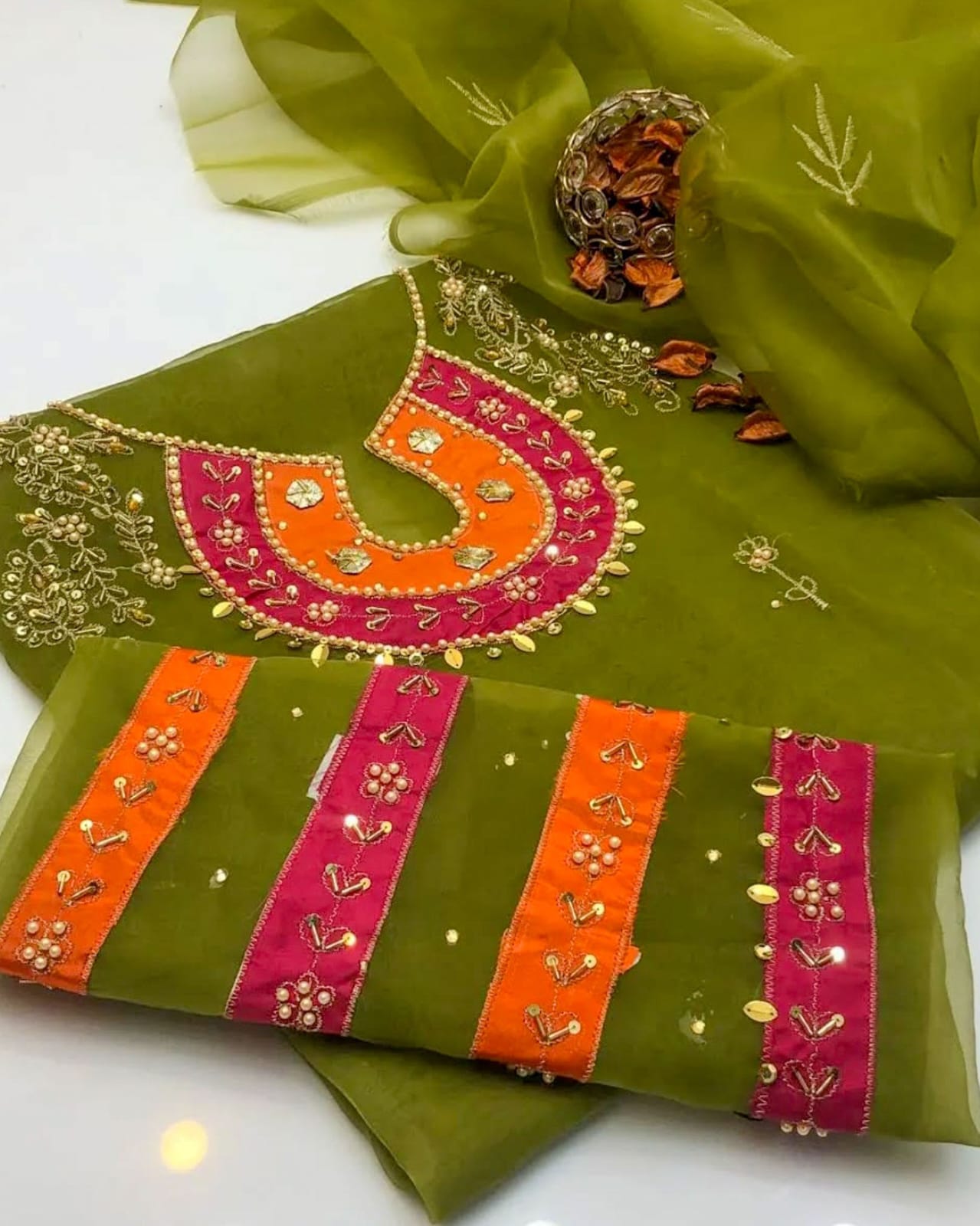 Stunning Organza Aari Zari Work 2Pcs Dress