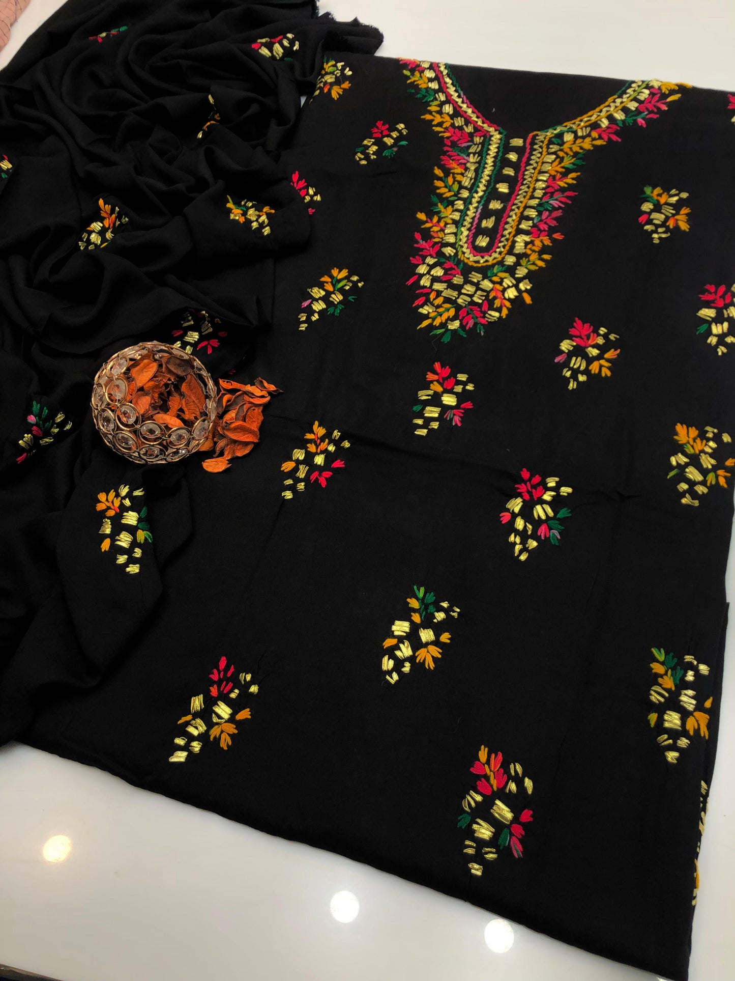 Luxury Linen Handmade Gotta With Paka Tanka 3Pcs Dress