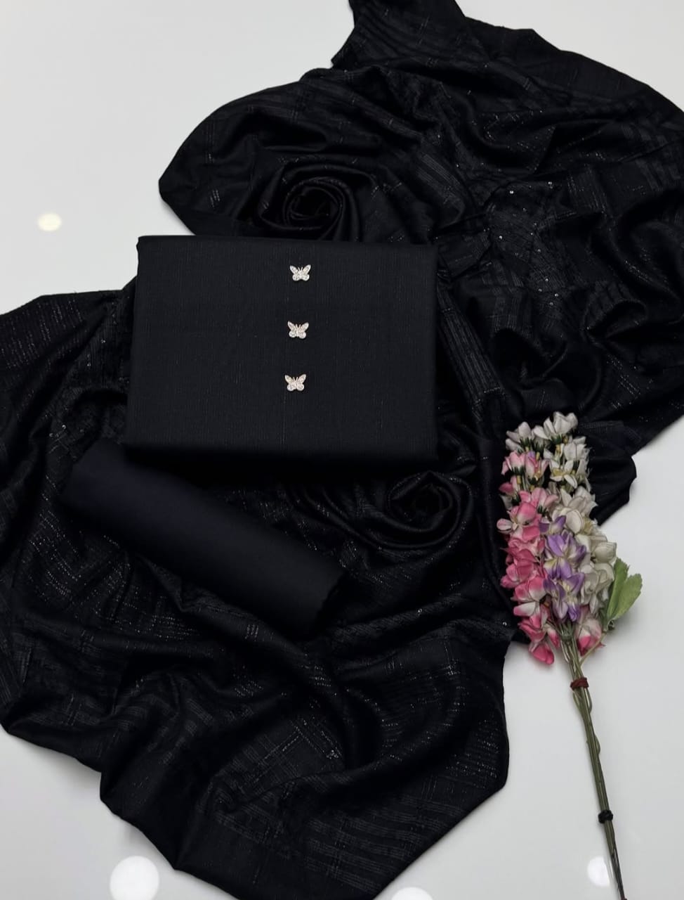 Premium Dhanak Zari Shirt Trouser with Velvet Shawl 3Pcs Dress