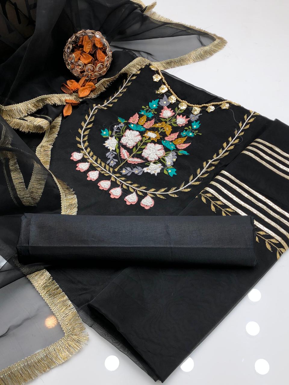 Gorgeous Reta Embroidered Organza with Kataan Silk 3Pcs Dress