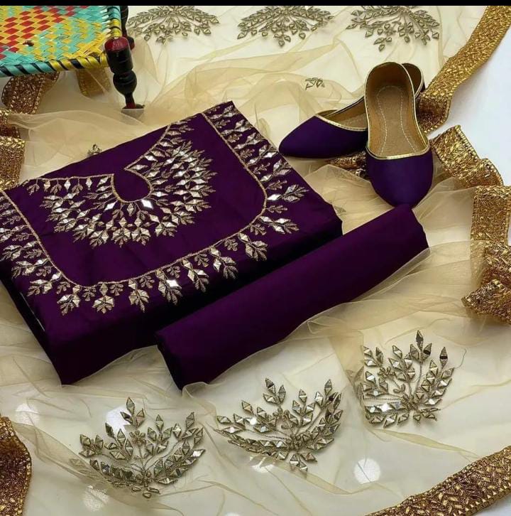 Royale Stuff Kataan Mirror Work 4Pcs Dress