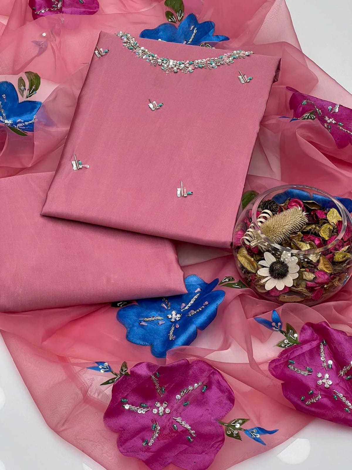 Zyrelle Kataan Silk Shirt with Brush Paint Dupatta 3Pcs