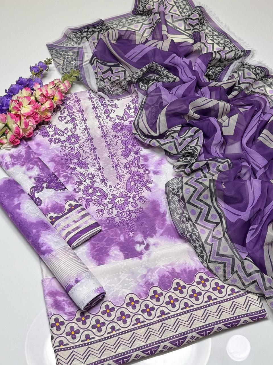 Royal Swiss Lawn Digital Print Suit With Dupatta 3Pcs Dress