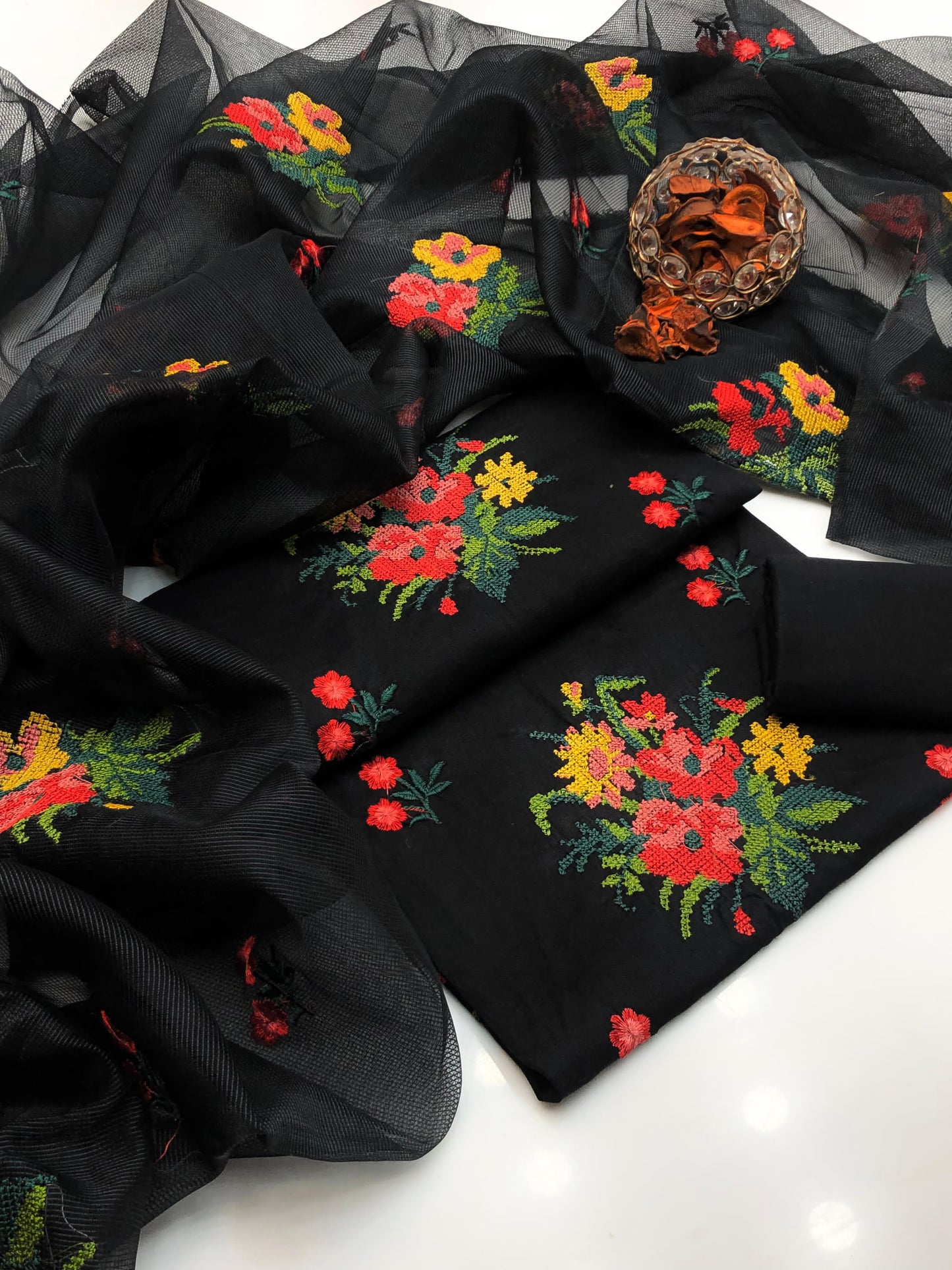 Bold Lawn Cotton Cross Stitch Shirt and Dupatta 3Pcs Dress