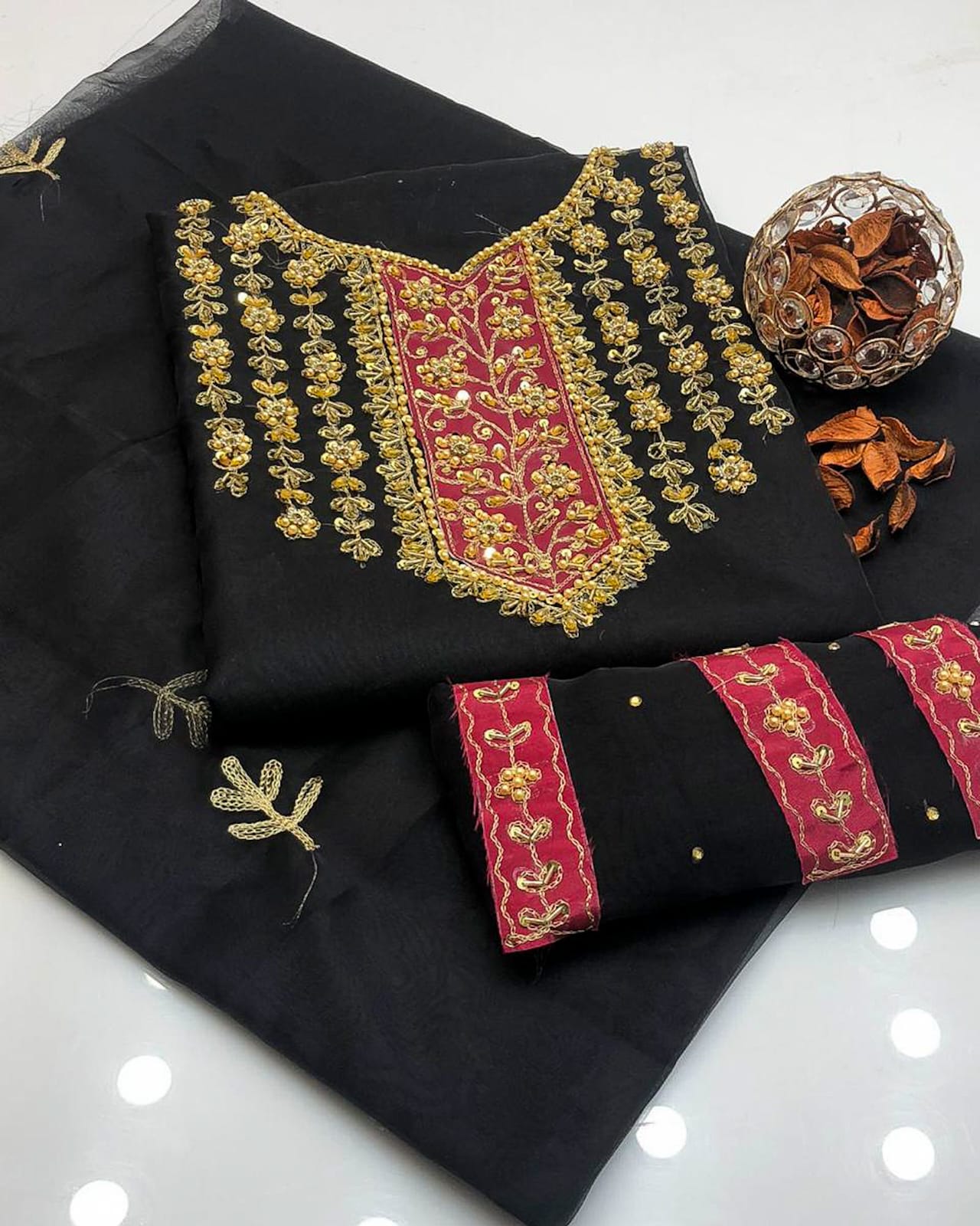 Virello Organza Shirt with Embroidered Dupatta 2Pcs Dress