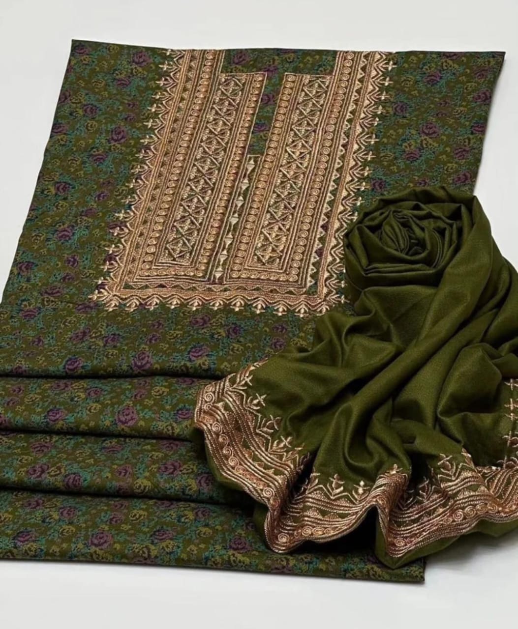 Dhanak Embroidered & Printed 2Pcs  Dress
