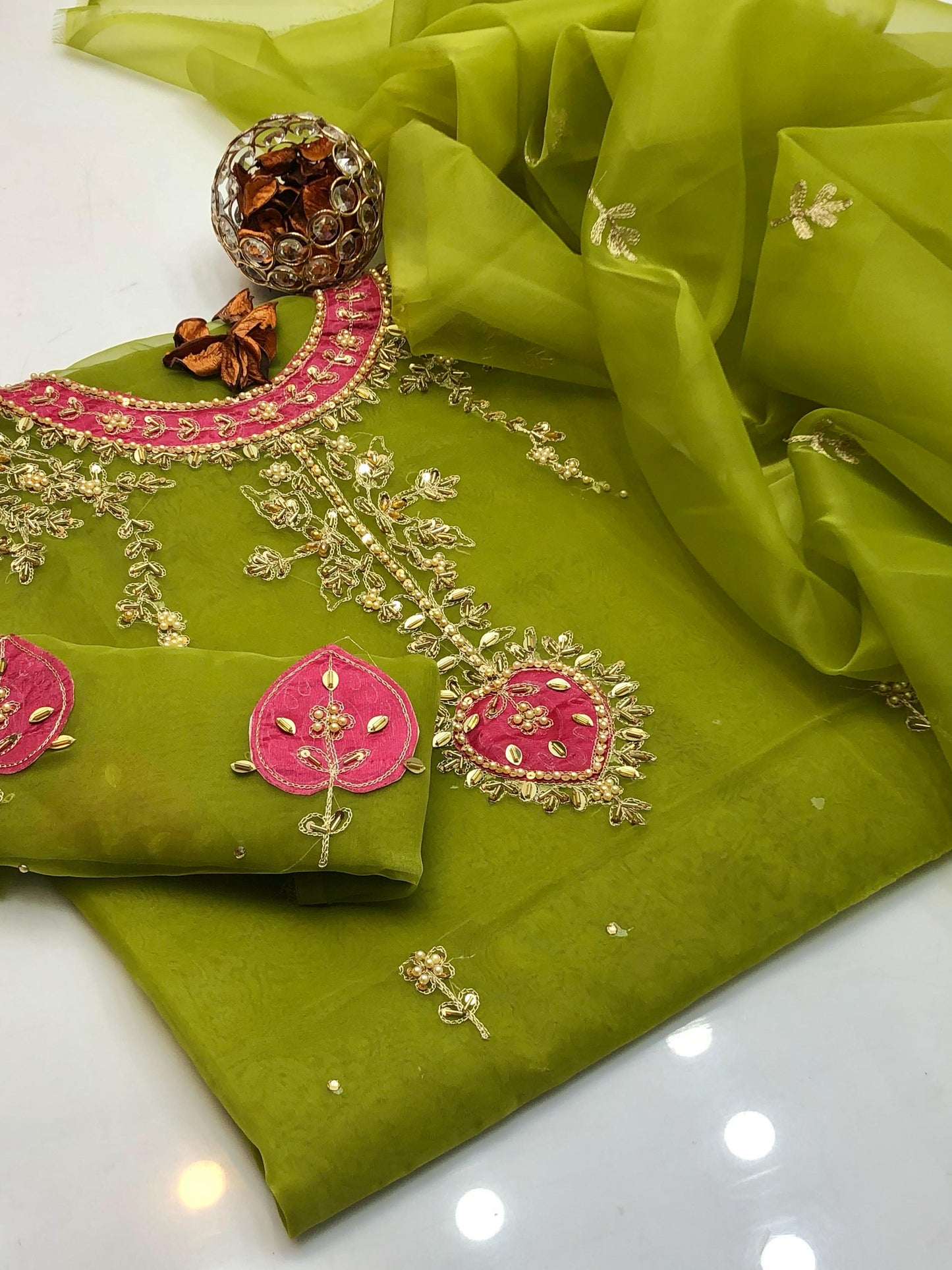 Brilliance Organza Shirt with Embroidered Dupatta 2Pcs Dress