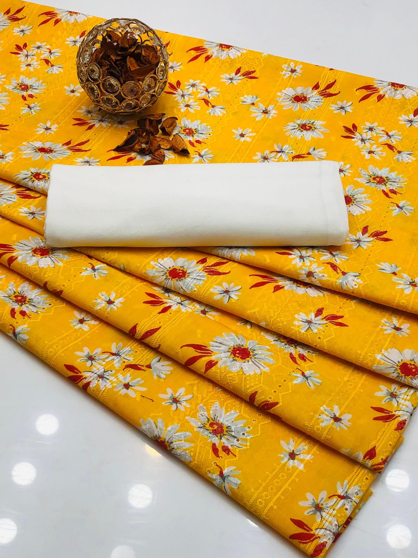 Delightful Lawn Chicken Kari Shirt with Pure Lawn Trouser 2Pcs Dress