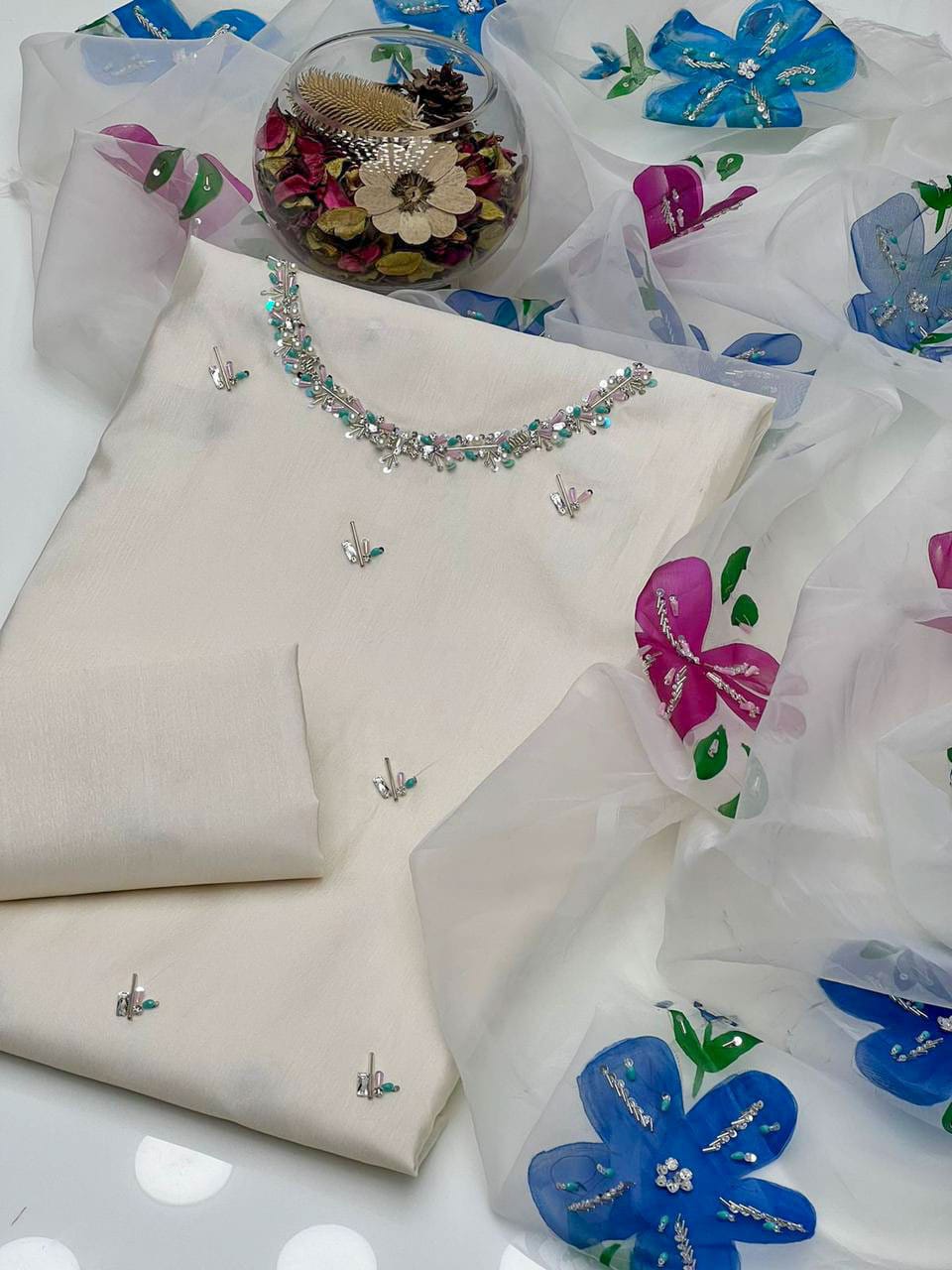 Zyrelle Kataan Silk Shirt with Brush Paint Dupatta 3Pcs