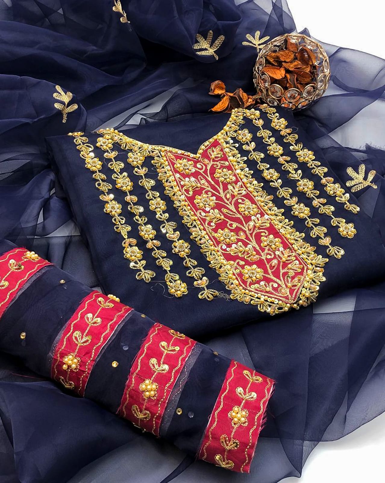 Virello Organza Shirt with Embroidered Dupatta 2Pcs Dress
