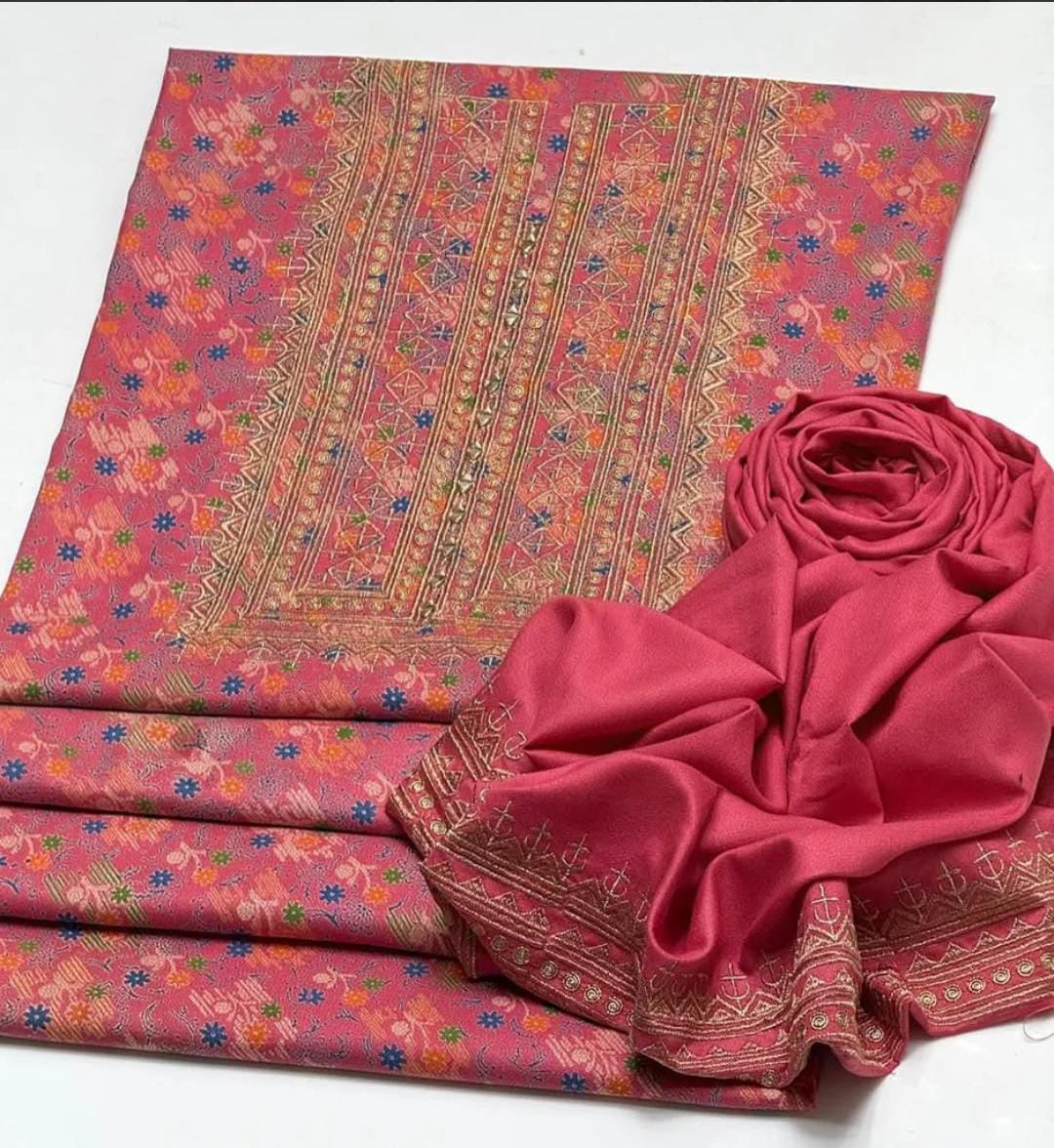 Dhanak Embroidered & Printed 2Pcs  Dress