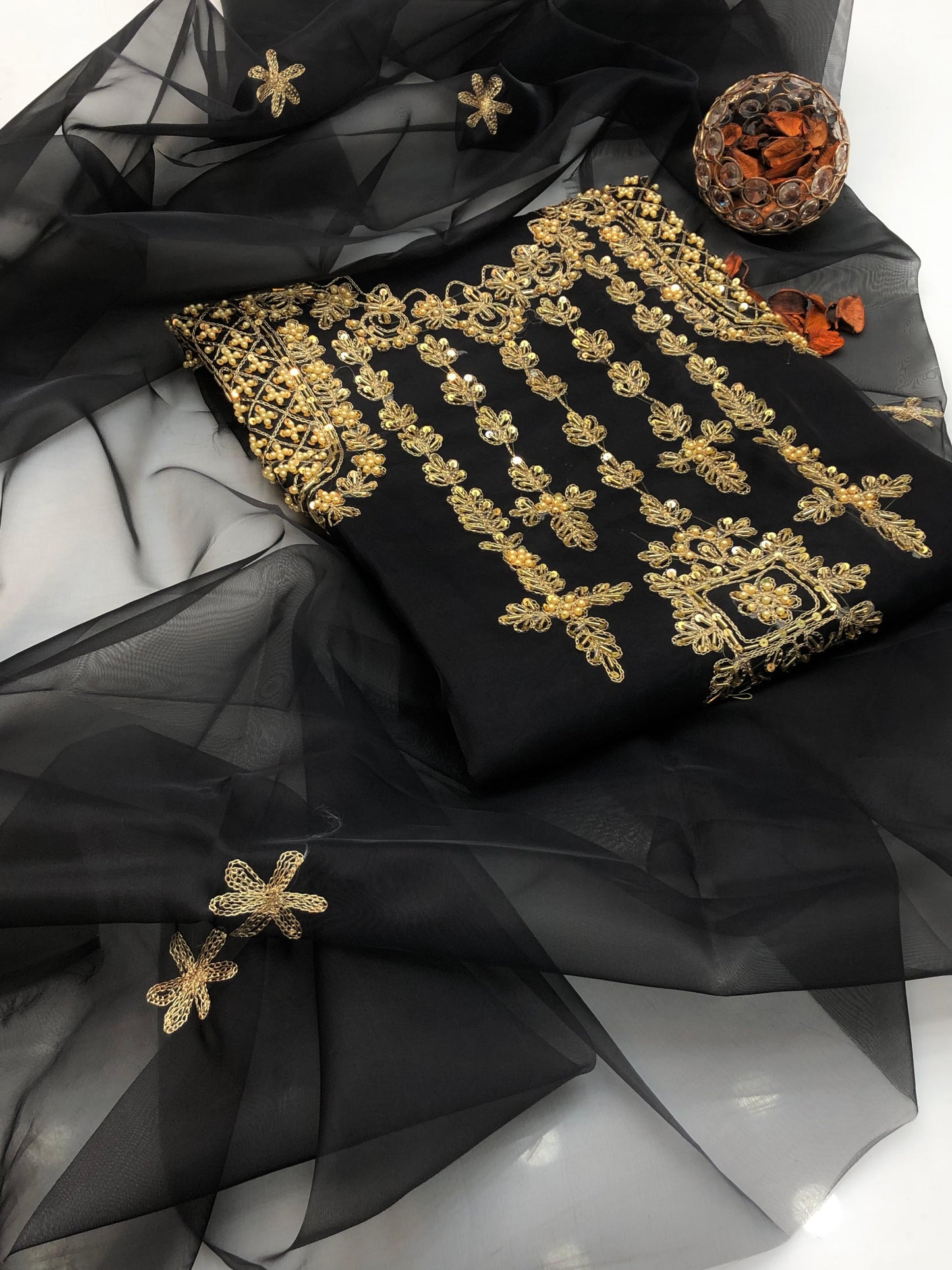 Arvaya Organza Classic Embroidered 2Pcs Dress