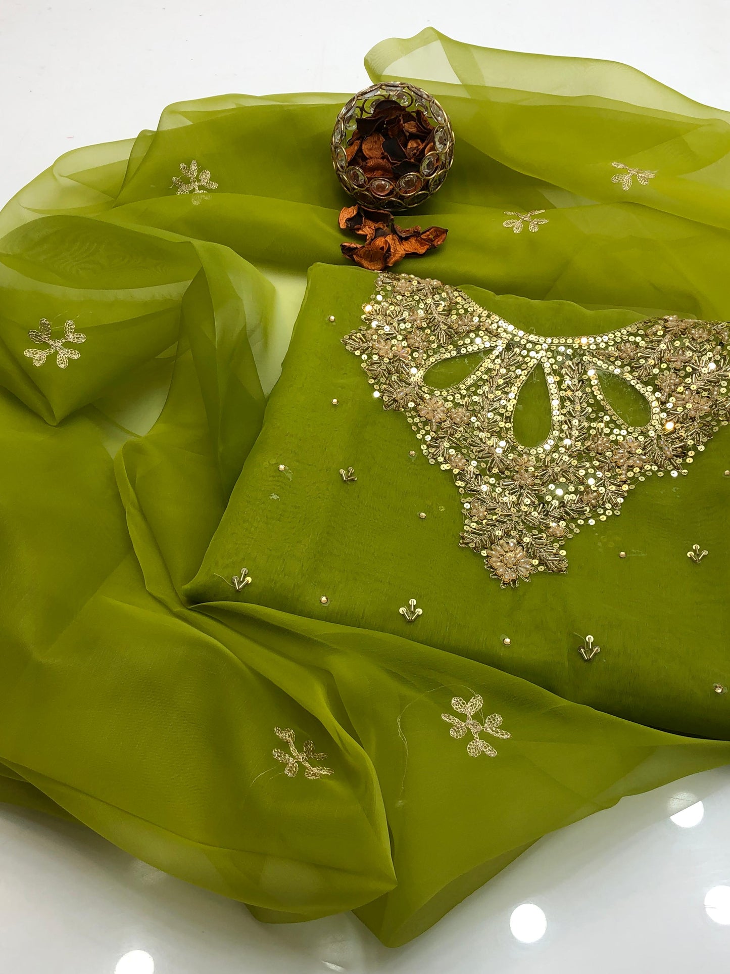 Zenvira Organza Shirt with Embroidered Dupatta 2Pcs Dress