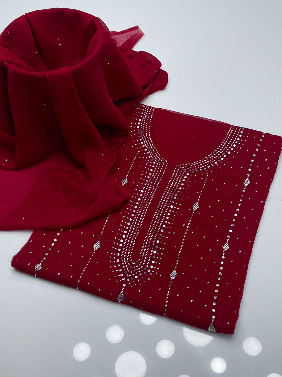 Chiffon Handmade Mukesh Work 2Pcs Dress