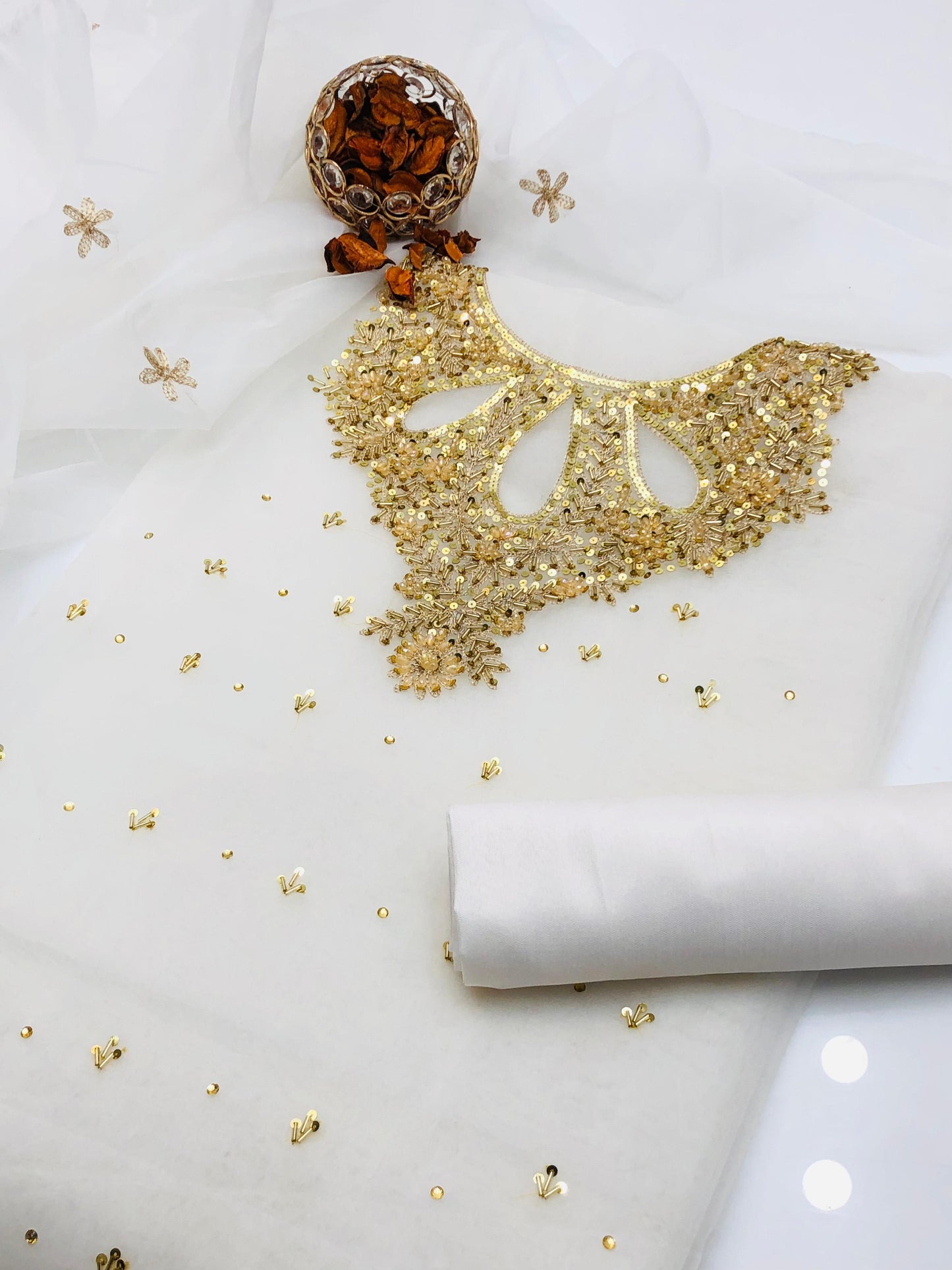 Aurielle Organza Shirt with Embroidered Dupatta & Silk Trouser 3Pcs Dress