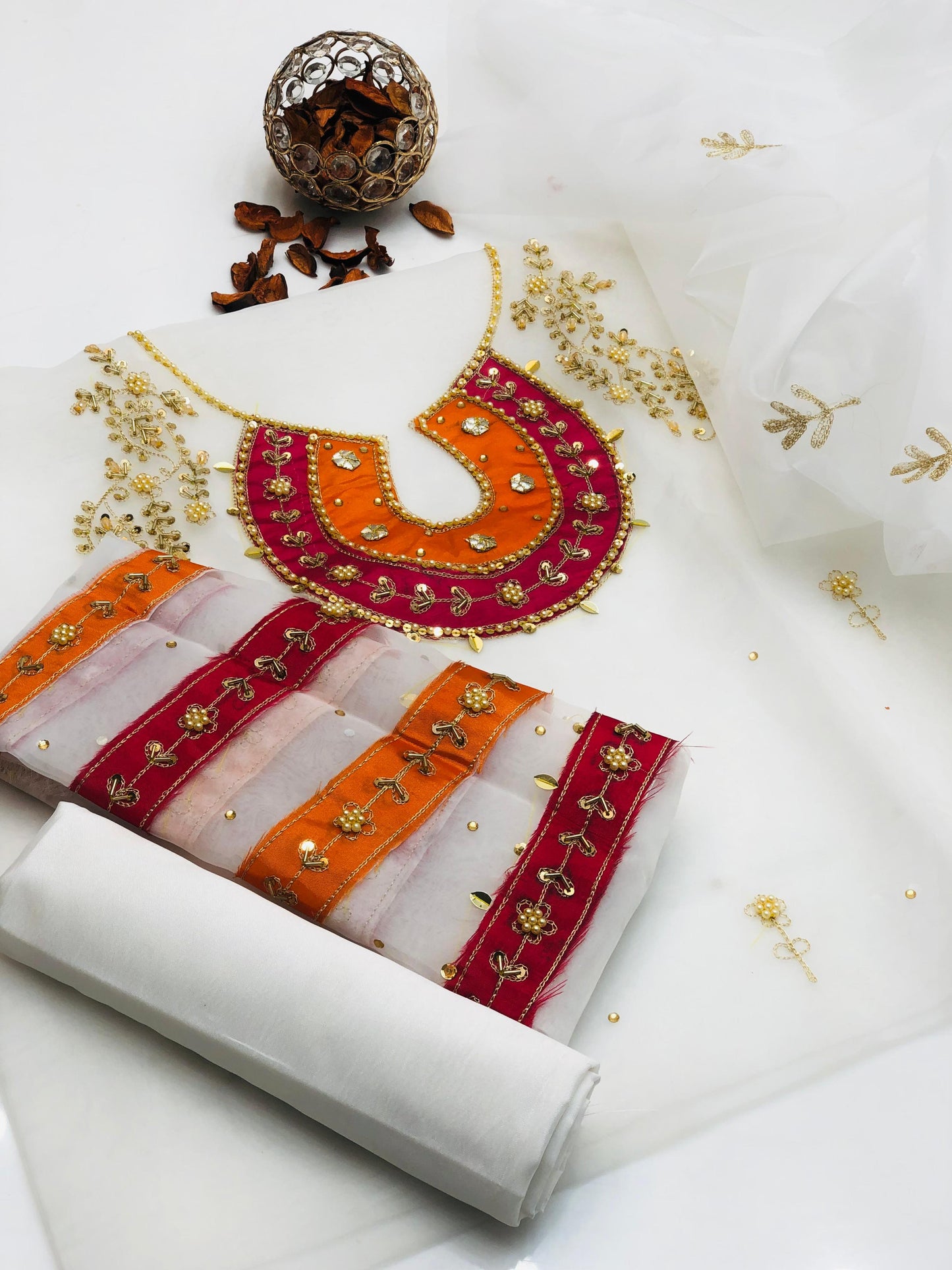 Opulent Organza Aari Zari Work 3Pcs Dress
