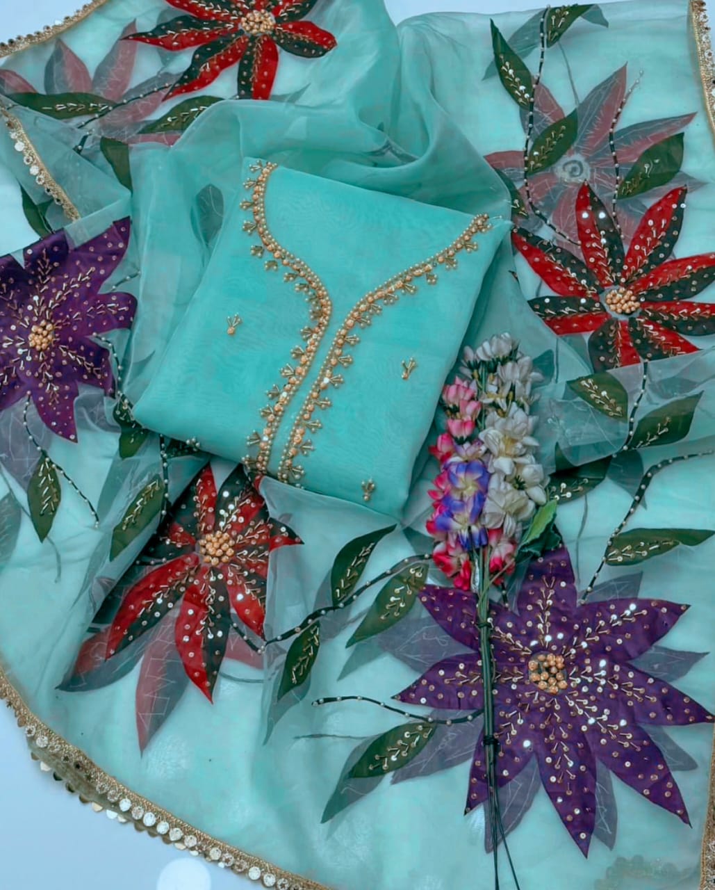 Orivelle Organza Shirt with Oil Paint Dupatta 2Pcs Dress