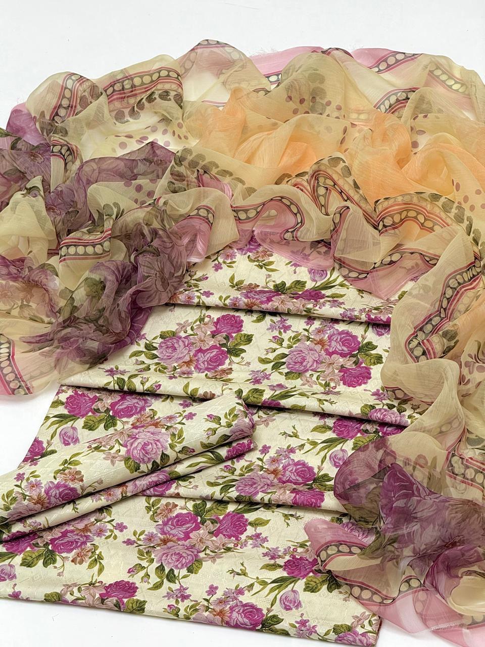 Elegant Swiss Lawn Digital Print Suit With Dupatta 3Pcs Dress