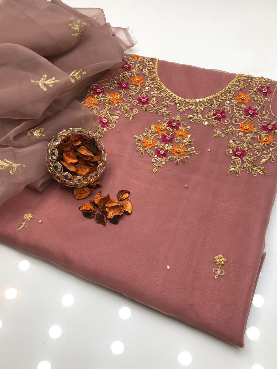 Gentle Organza Multi Embroidered Shirt and Dupatta 2Pcs Dress