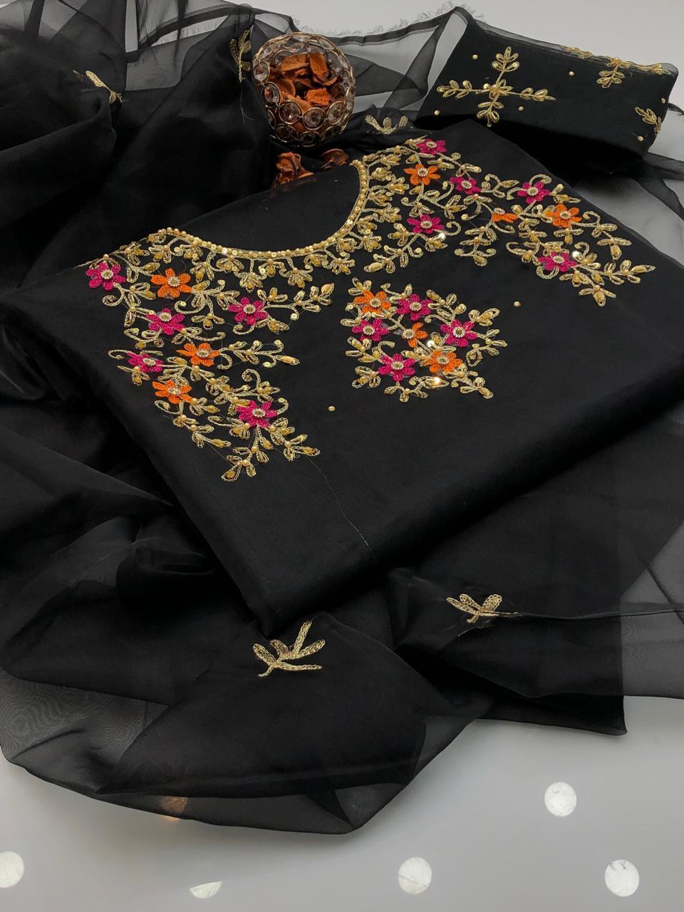 Gentle Organza Multi Embroidered Shirt and Dupatta 2Pcs Dress