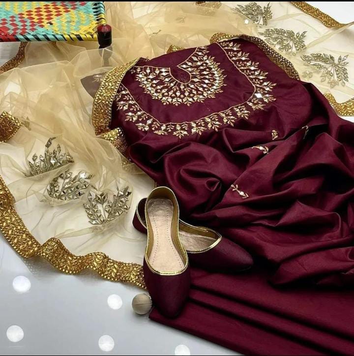 Royale Stuff Kataan Mirror Work 4Pcs Dress
