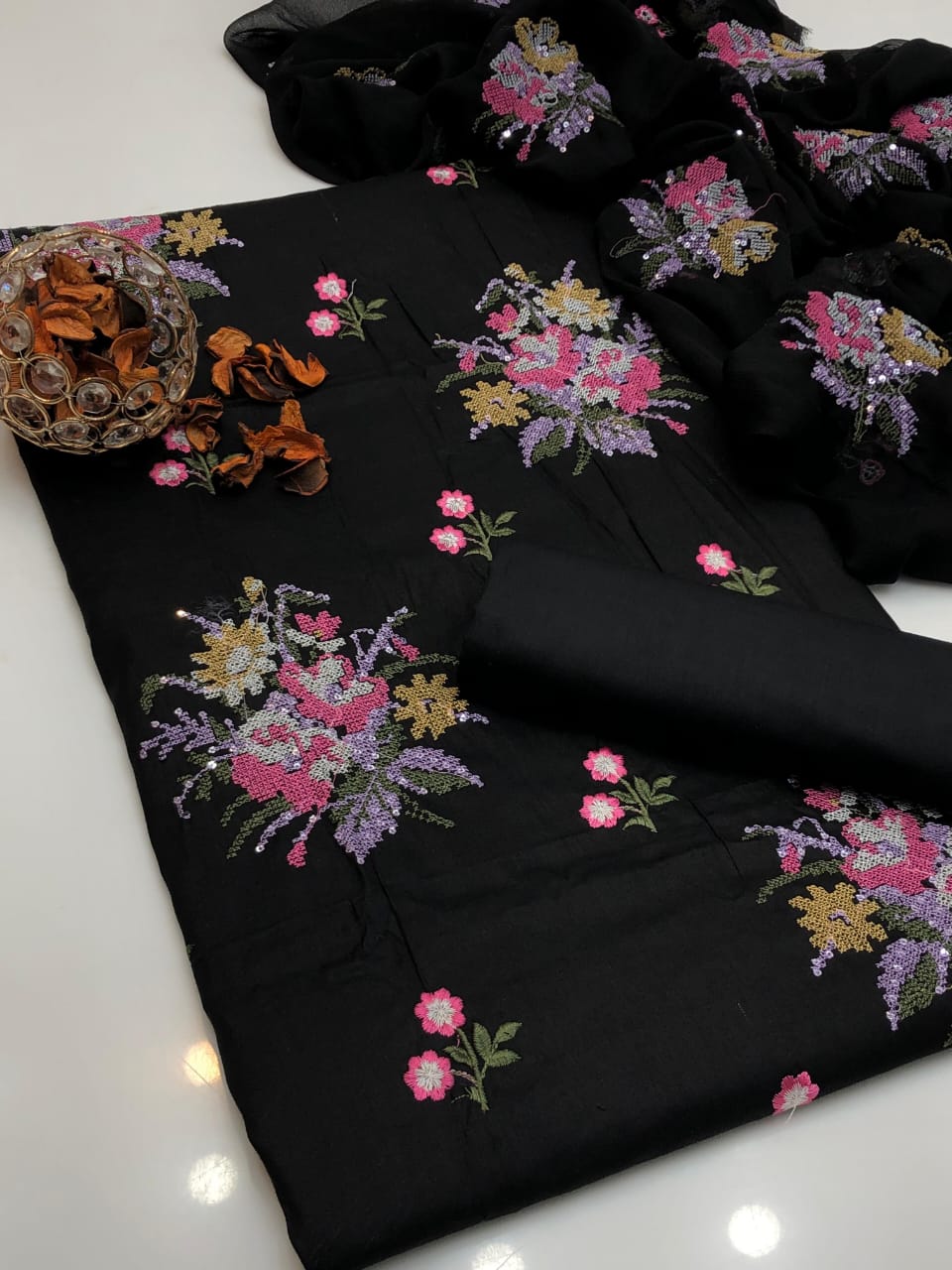 Ornate GTM Lawn Cross-Stitch Embroidery 3Pcs Dress