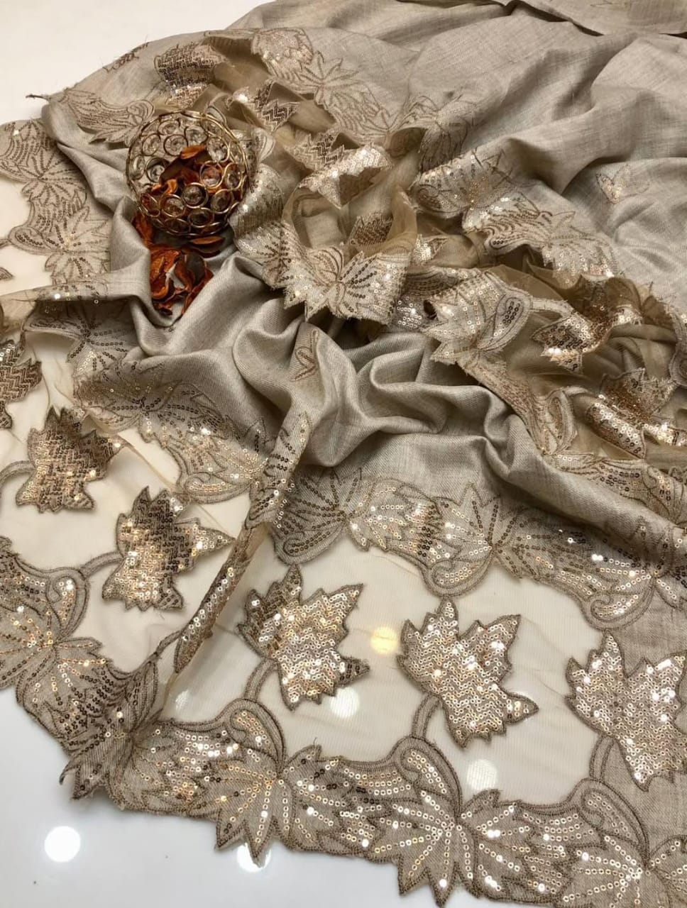 Pashmina Shawl with Elegant Machine Cut Work