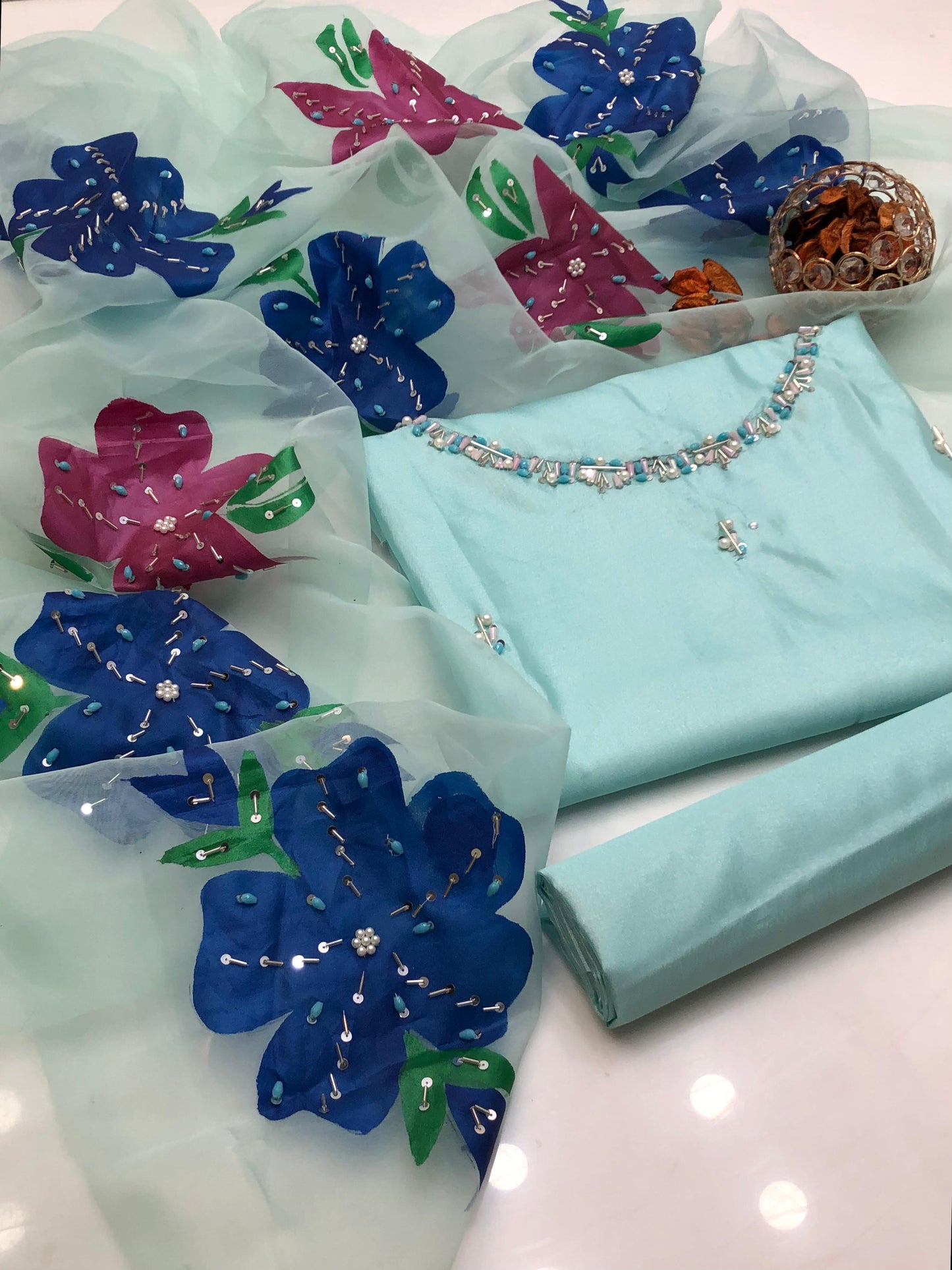 Zyrelle Kataan Silk Shirt with Brush Paint Dupatta 3Pcs