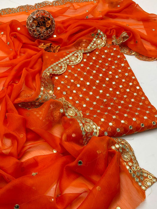 Solivra Chiffon Shirt with Heavy Embroidered Dupatta 2Pcs Dress