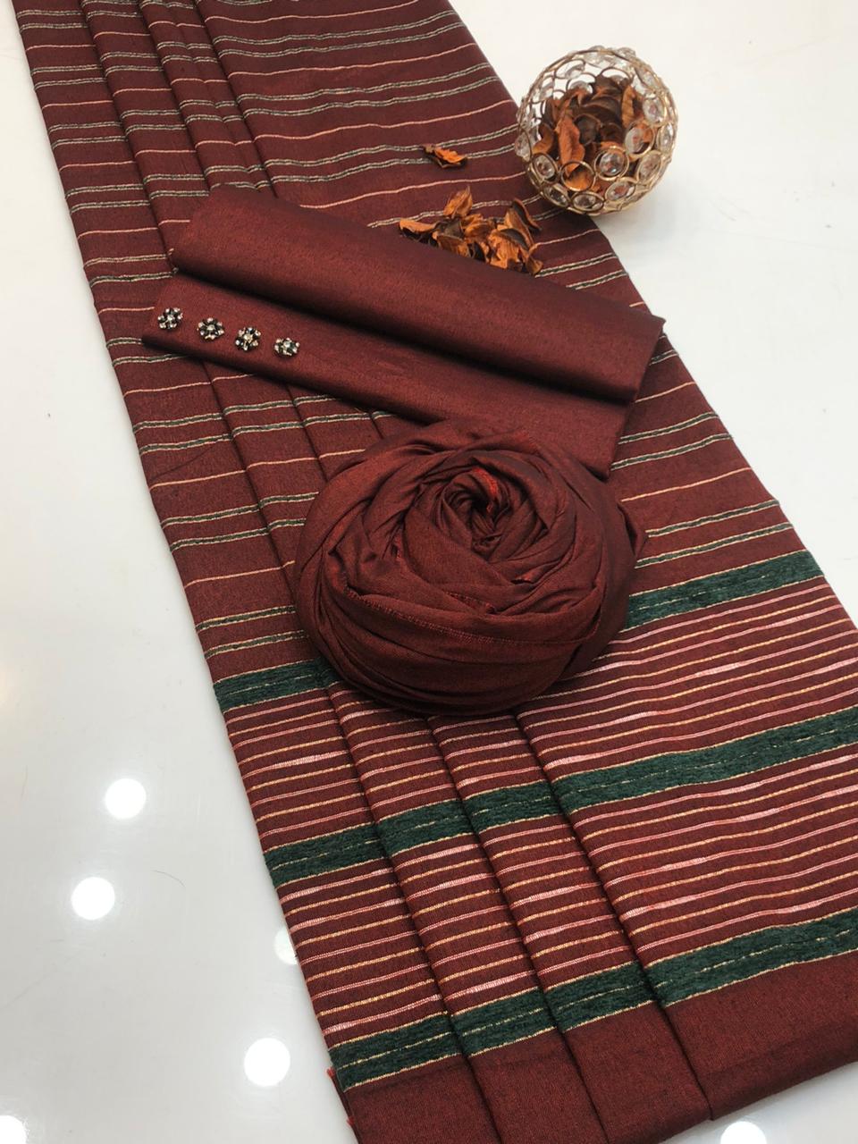 Multani Khaadi Sussi With Jacquard Velvet Border Shawl 3Pcs Dress