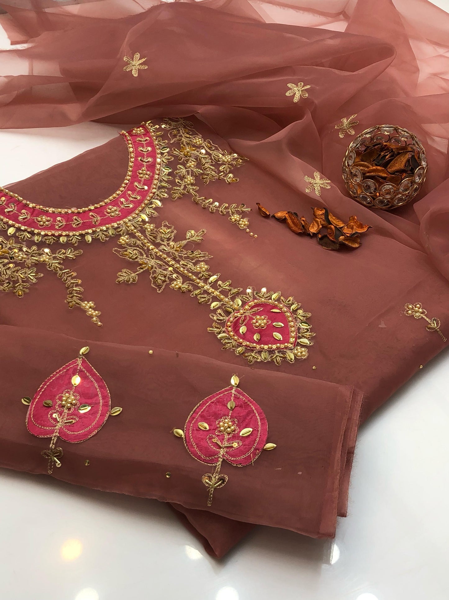Brilliance Organza Shirt with Embroidered Dupatta 2Pcs Dress