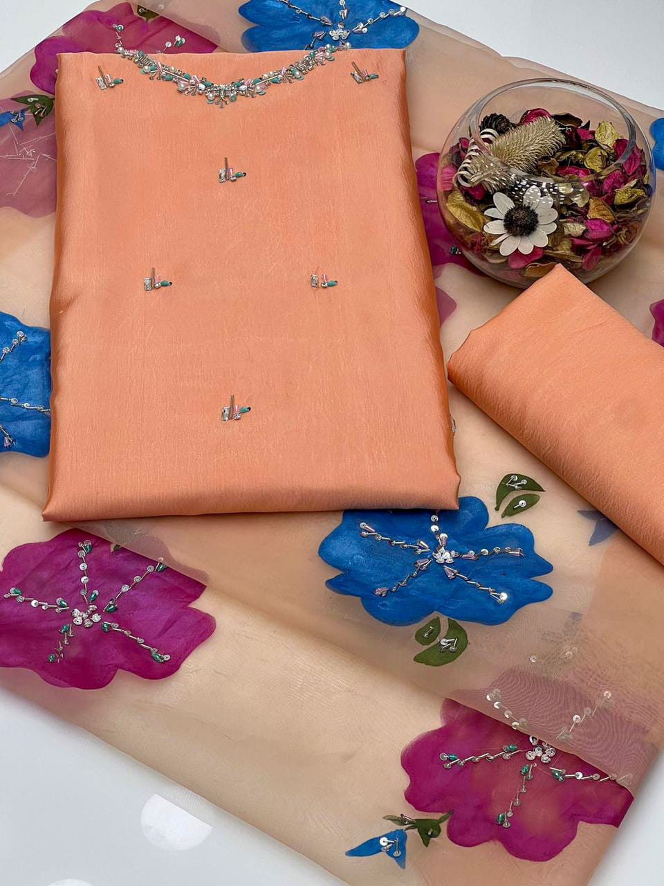 Zyrelle Kataan Silk Shirt with Brush Paint Dupatta 3Pcs