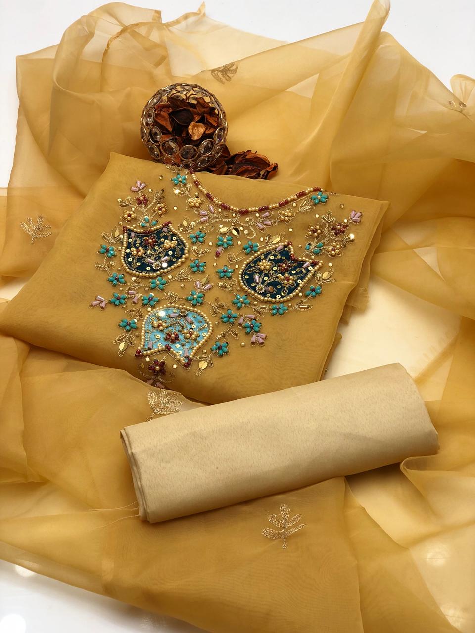 Sublime Organza Leaf Work and Embroidered Dupata 3Pcs Dress