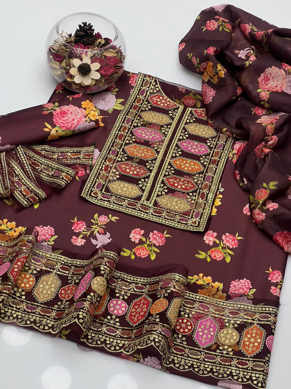 Aneela’s Hit Code – Shamoze Silk Digital Print 3Pcs Dress