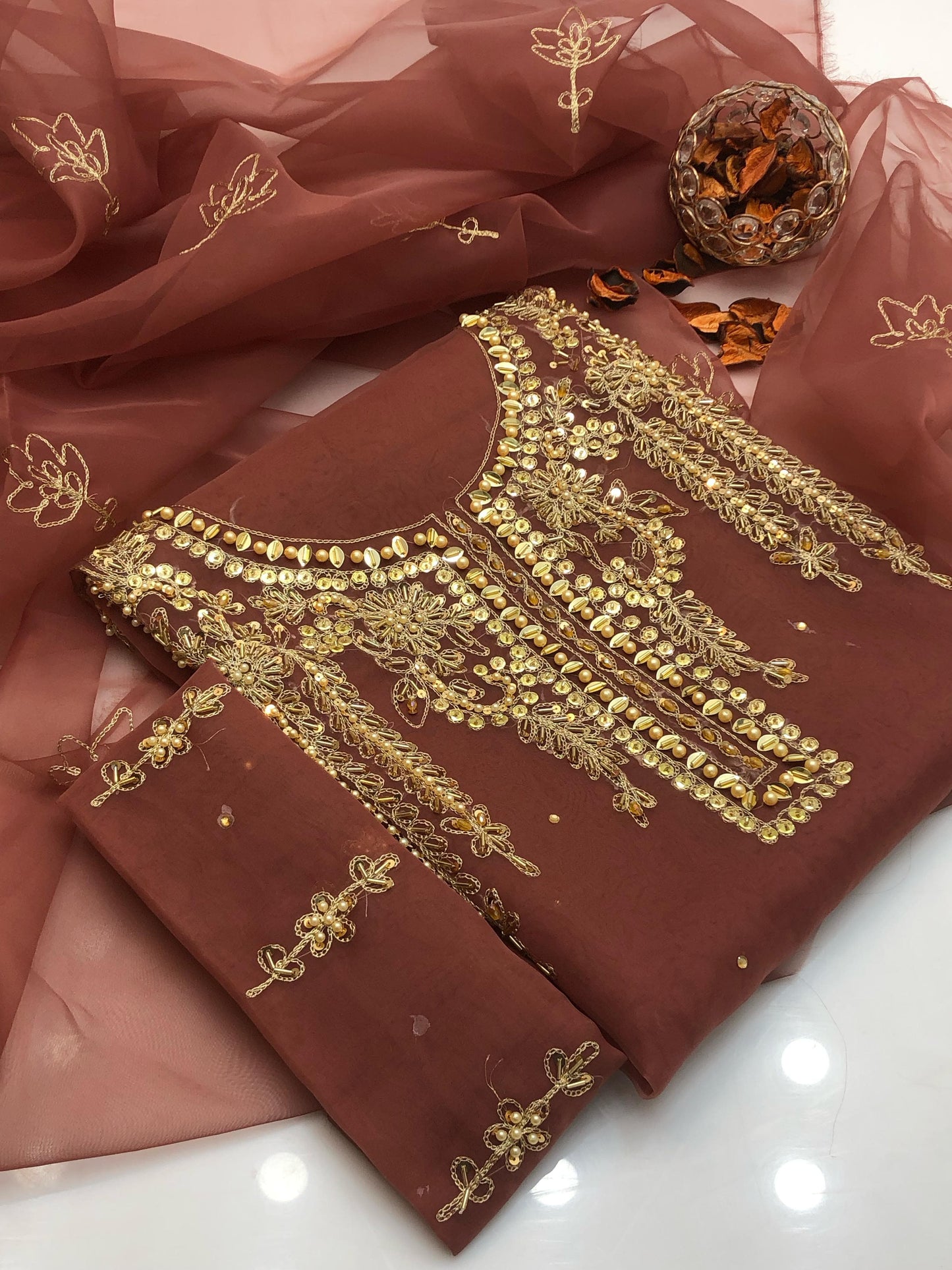 Velora Organza Aari Embroidered Suit 2Pcs Dress