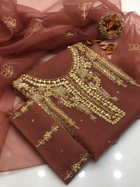 Velora Organza Aari Embroidered Suit 2Pcs Dress