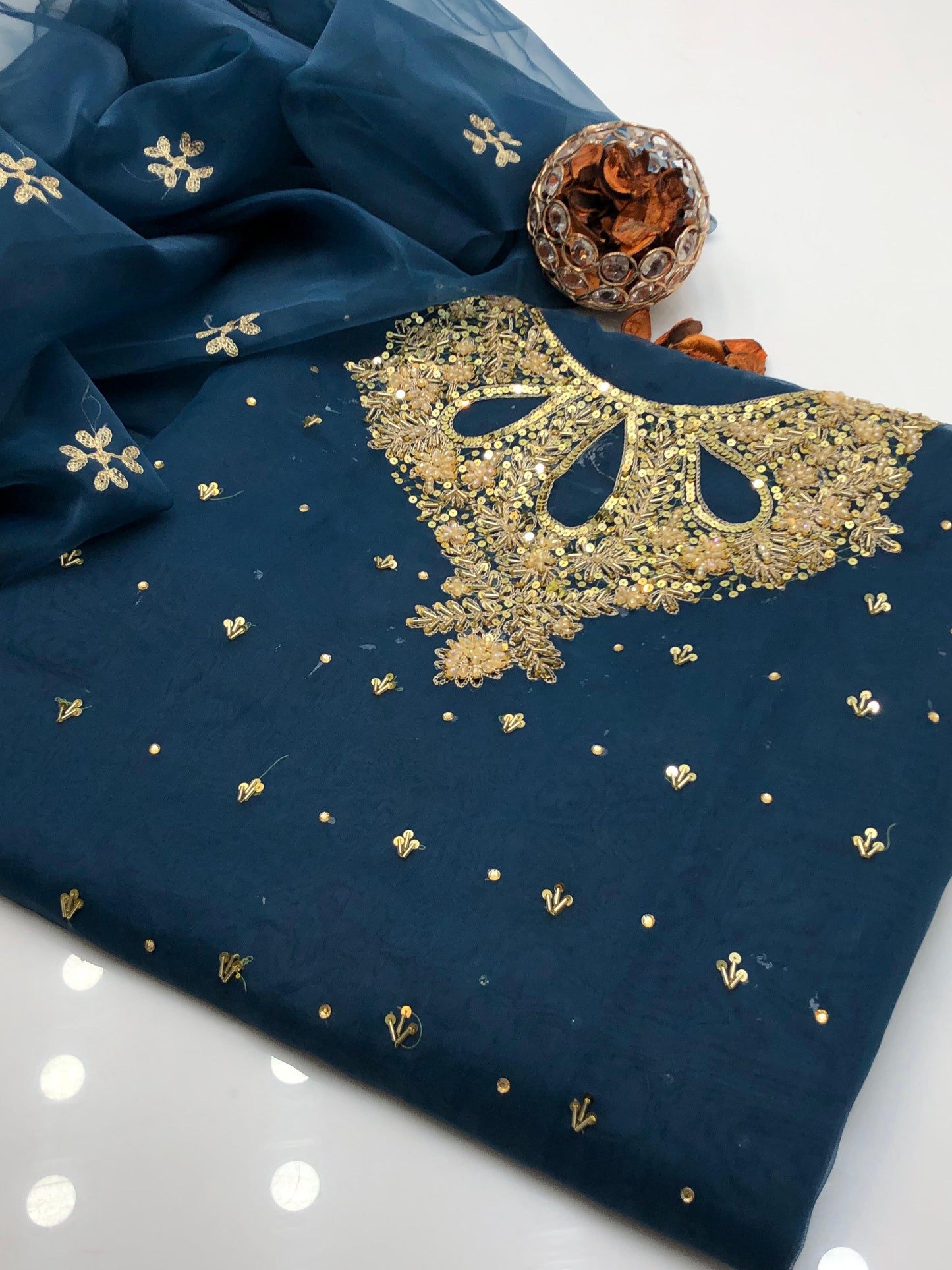 Zenvira Organza Shirt with Embroidered Dupatta 2Pcs Dress